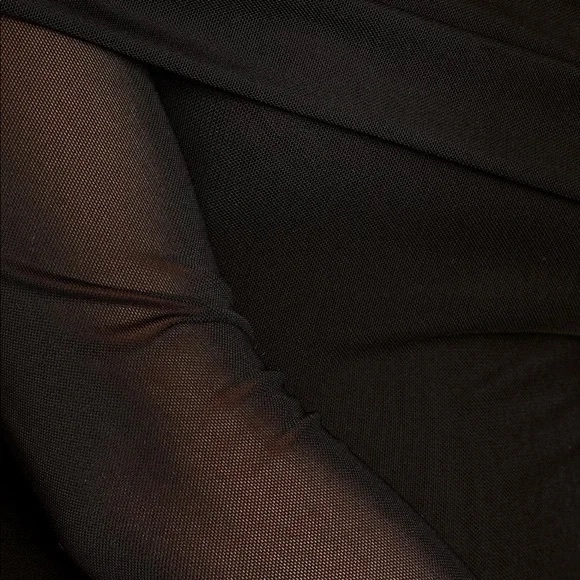 Lulu's Black Mesh Ruched Off-the-Shoulder Bodysuit, S - Picture 4 of 13